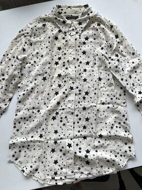 Equipment x Kate Moss White Silk Blouse – Star Print, Size M